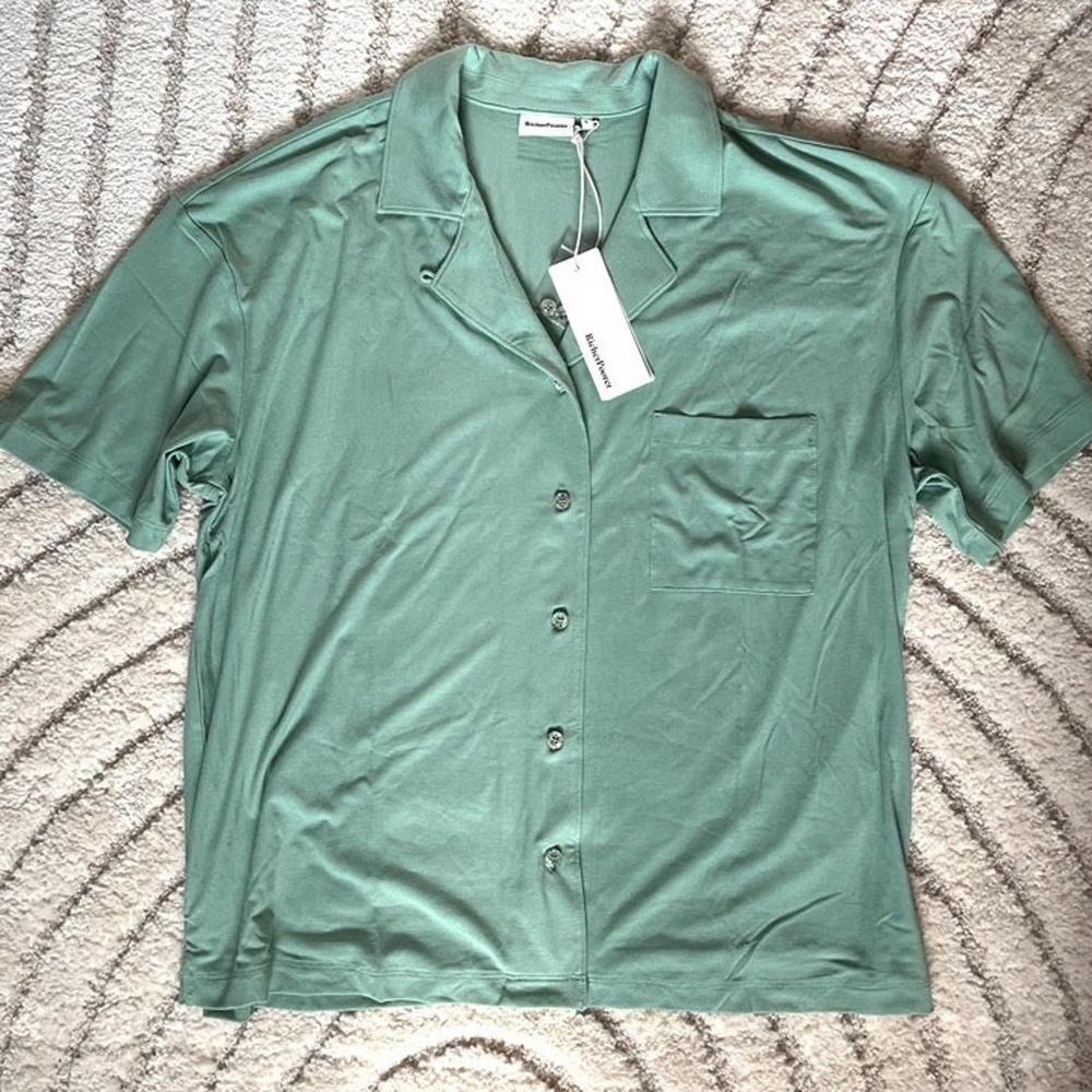 Richer Poorer Women's Night Knit Button Down Shirt - Sage - Size L [BRAND NEW]